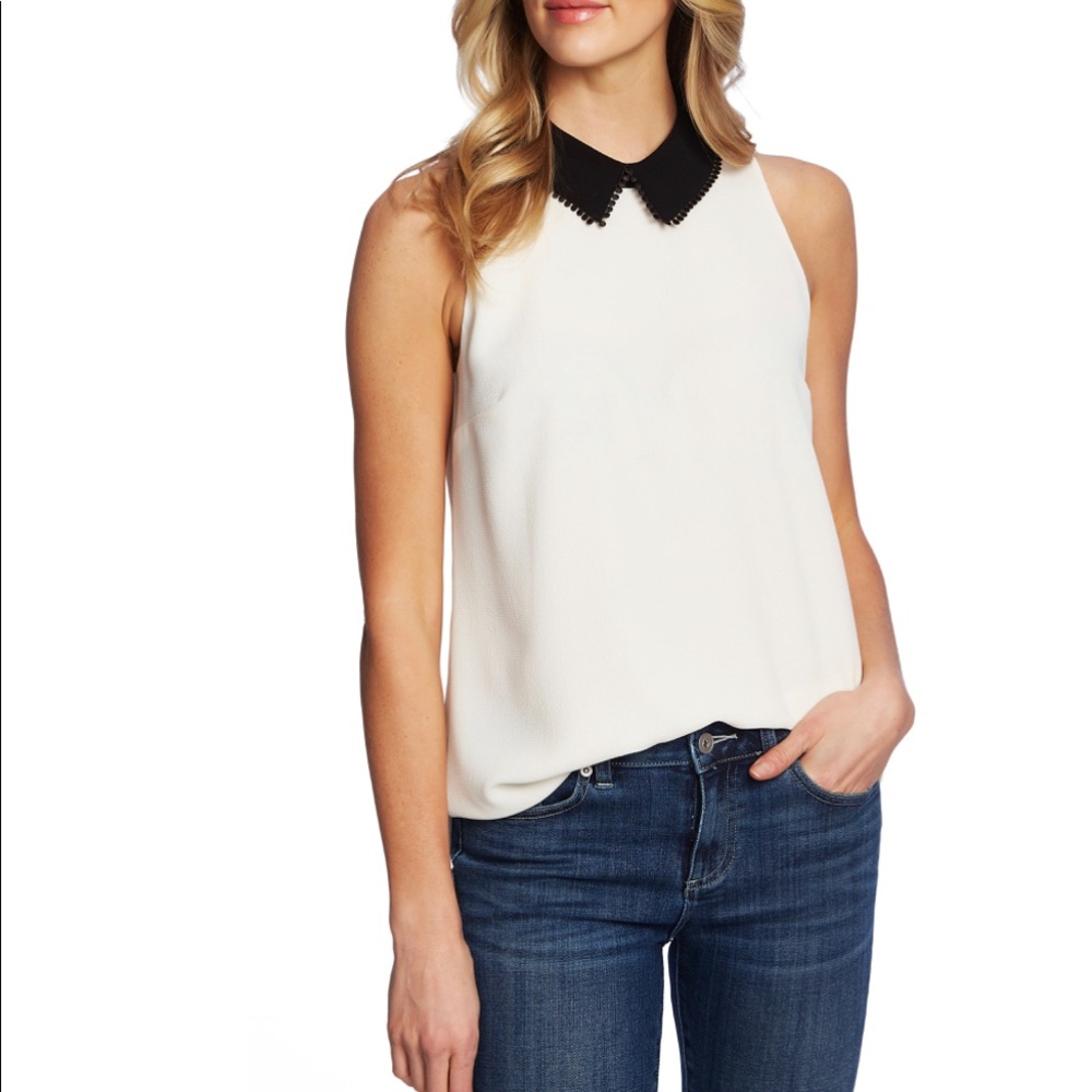 Nordstrom Cece sleeveless blouse with Peter Pan collar